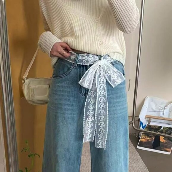 Lace Ribbon Scarf Belt